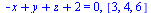 `+`(`-`(x), y, z, 2) = 0, [3, 4, 6]