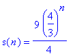 s(n) = 9/4*(4/3)^n