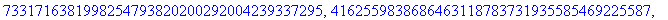 Kryptering := [2576714259252658898388759683384487899209, 2034177247788987091826286166487153932114, 7331716381998254793820200292004239337295, 4162559838686463118783731935585469225587, 438572665388642250...