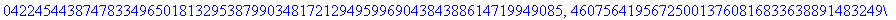 K := [723783774503702797863503248049835432115953979437018031256827485817201418906376965431925223270674212809858928932589981160679521829210545489197075712431557182545110826364041153930424850974046781169...