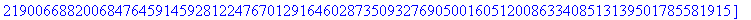 K := [723783774503702797863503248049835432115953979437018031256827485817201418906376965431925223270674212809858928932589981160679521829210545489197075712431557182545110826364041153930424850974046781169...